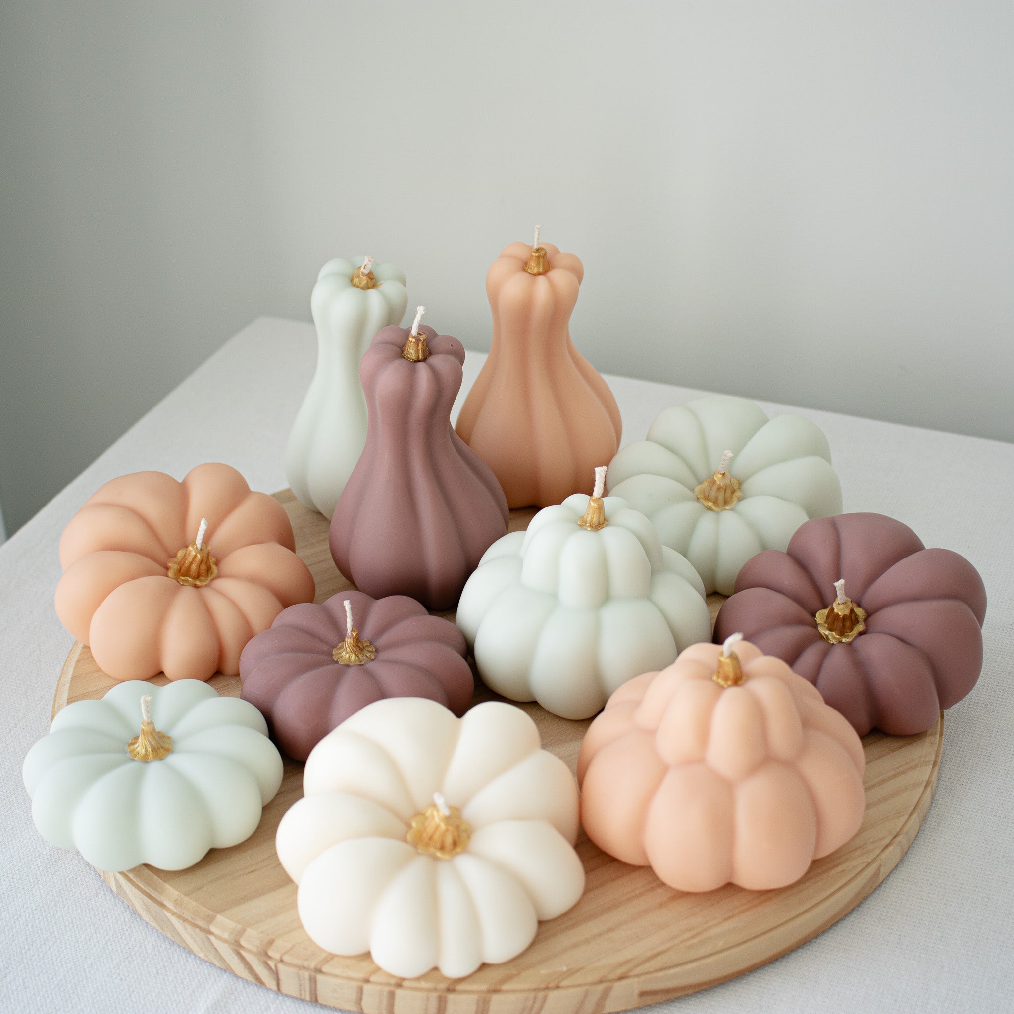 Autumn Pumpkin Decorative Candle Set | Elegant Autumn Pastel Pumpkin Candles