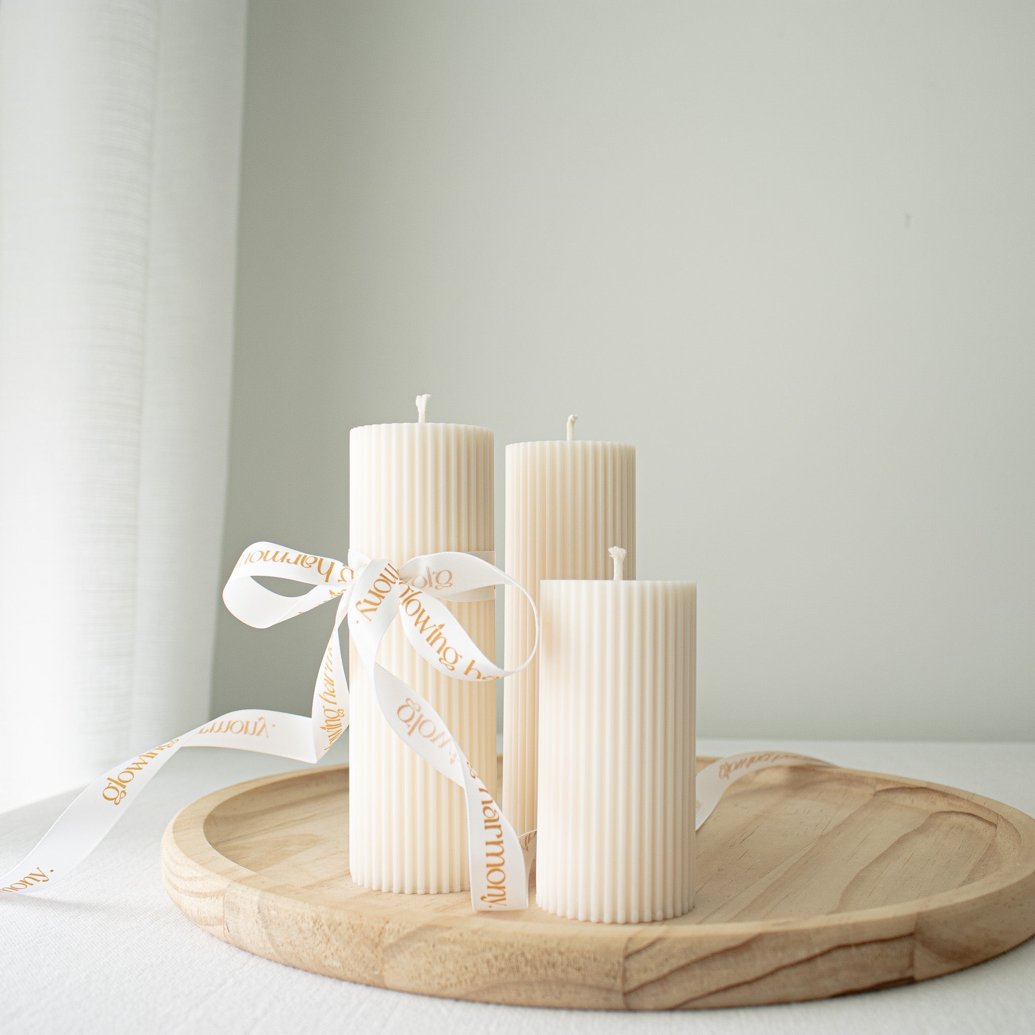 Ribbed Dinner Pillar Candles