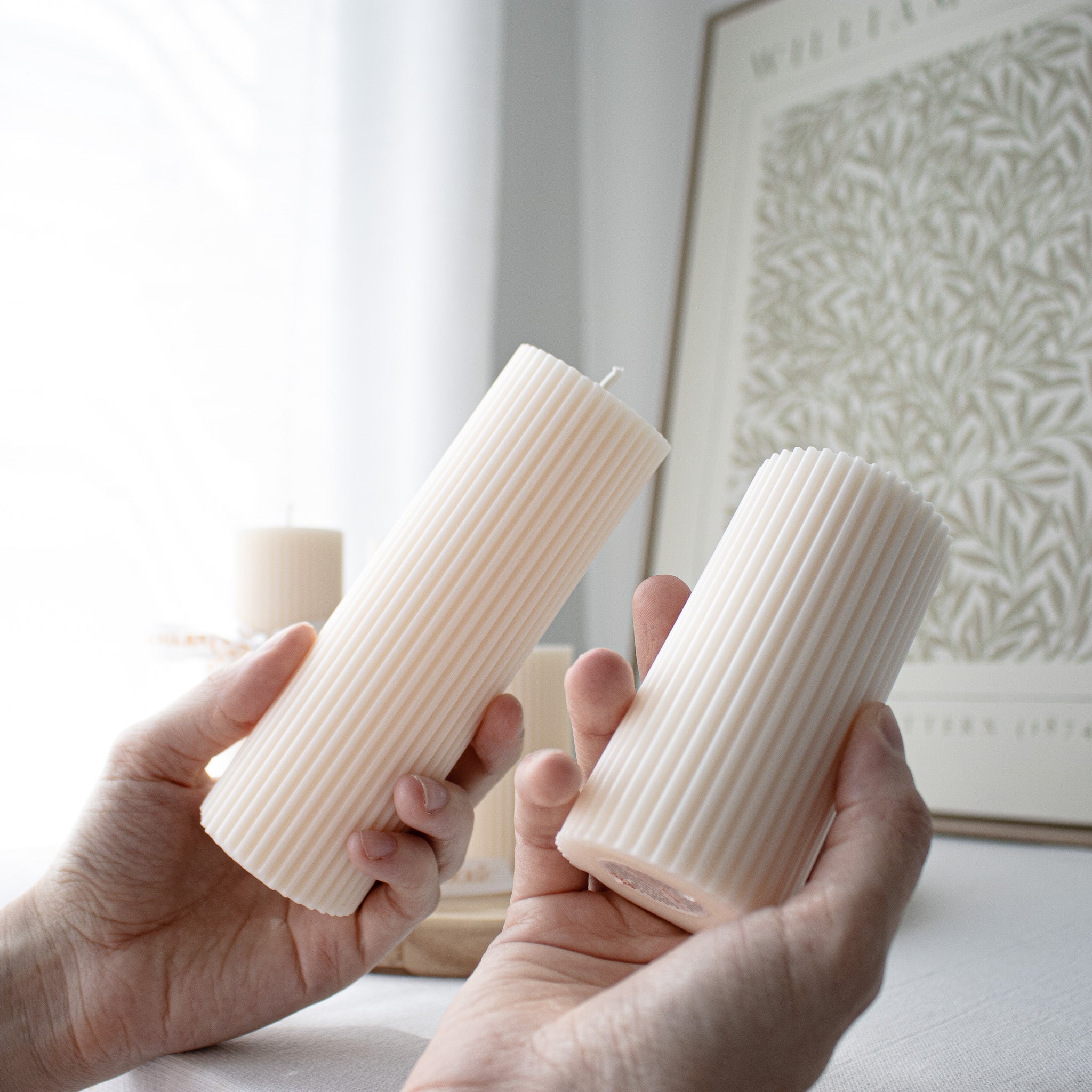 Ribbed Dinner Pillar Candles