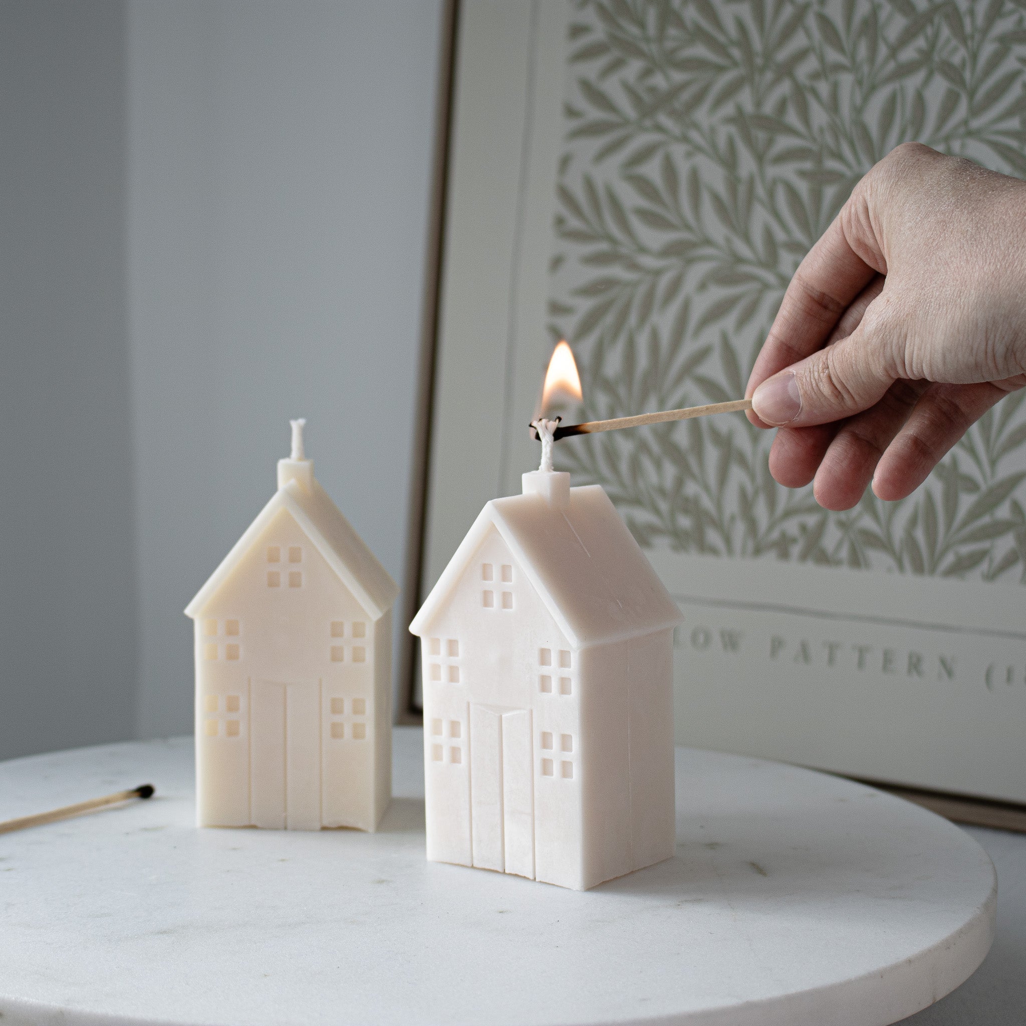 Christmas Cottage Candle, Scandinavian Winter Chalet Decor