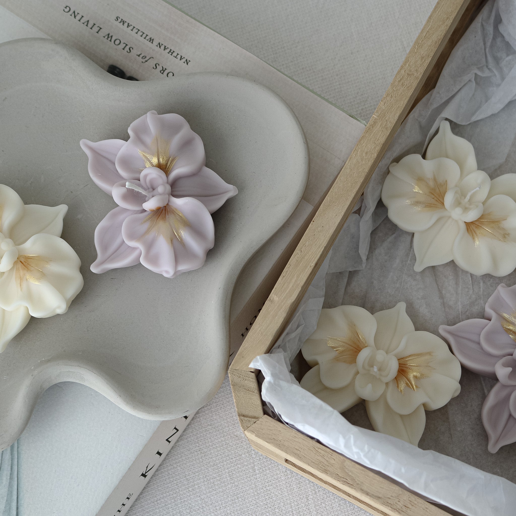 Orchid-Shaped Mini Candles | Floral Party Favor Candles