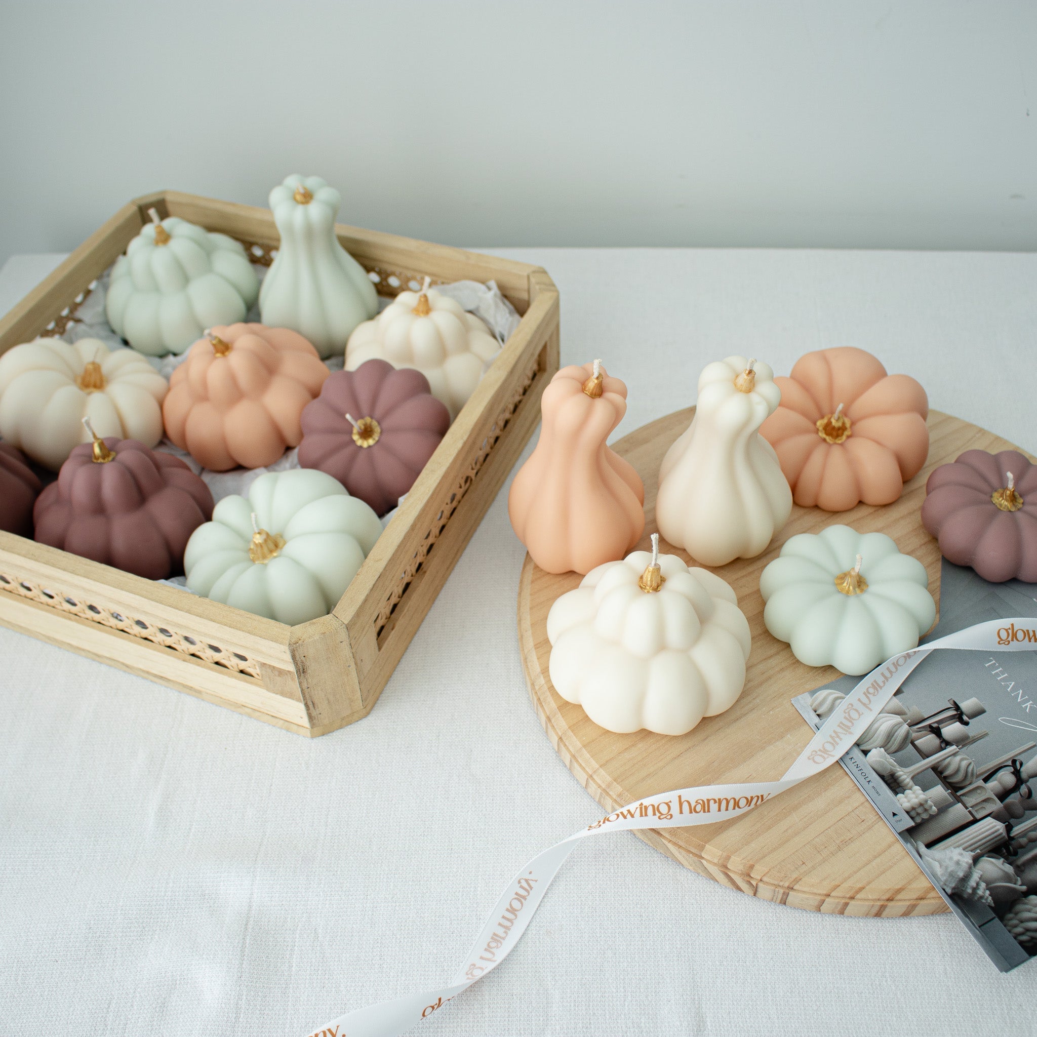 Autumn Pumpkin Decorative Candle Set | Elegant Autumn Pastel Pumpkin Candles
