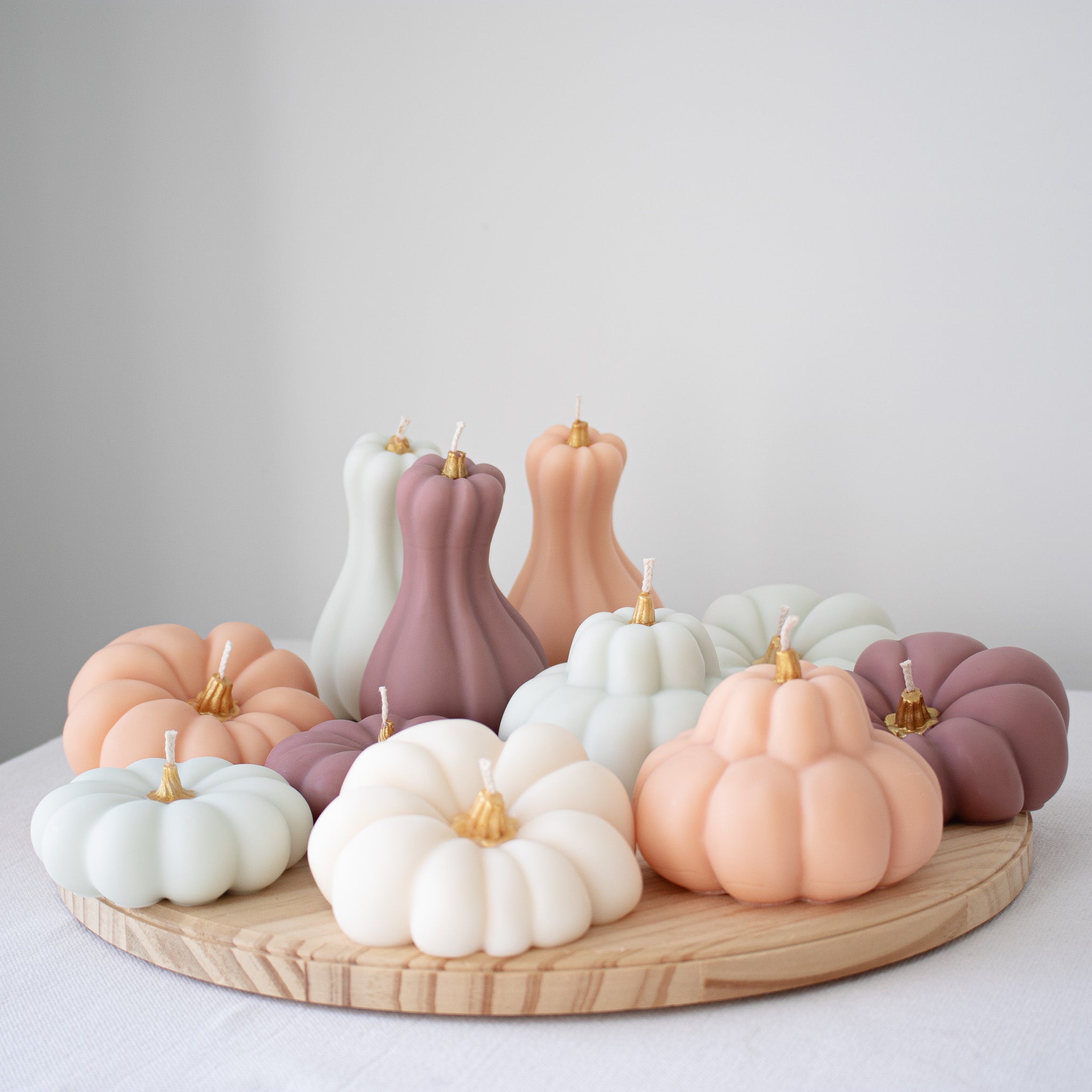 Autumn Pumpkin Decorative Candle Set | Elegant Autumn Pastel Pumpkin Candles