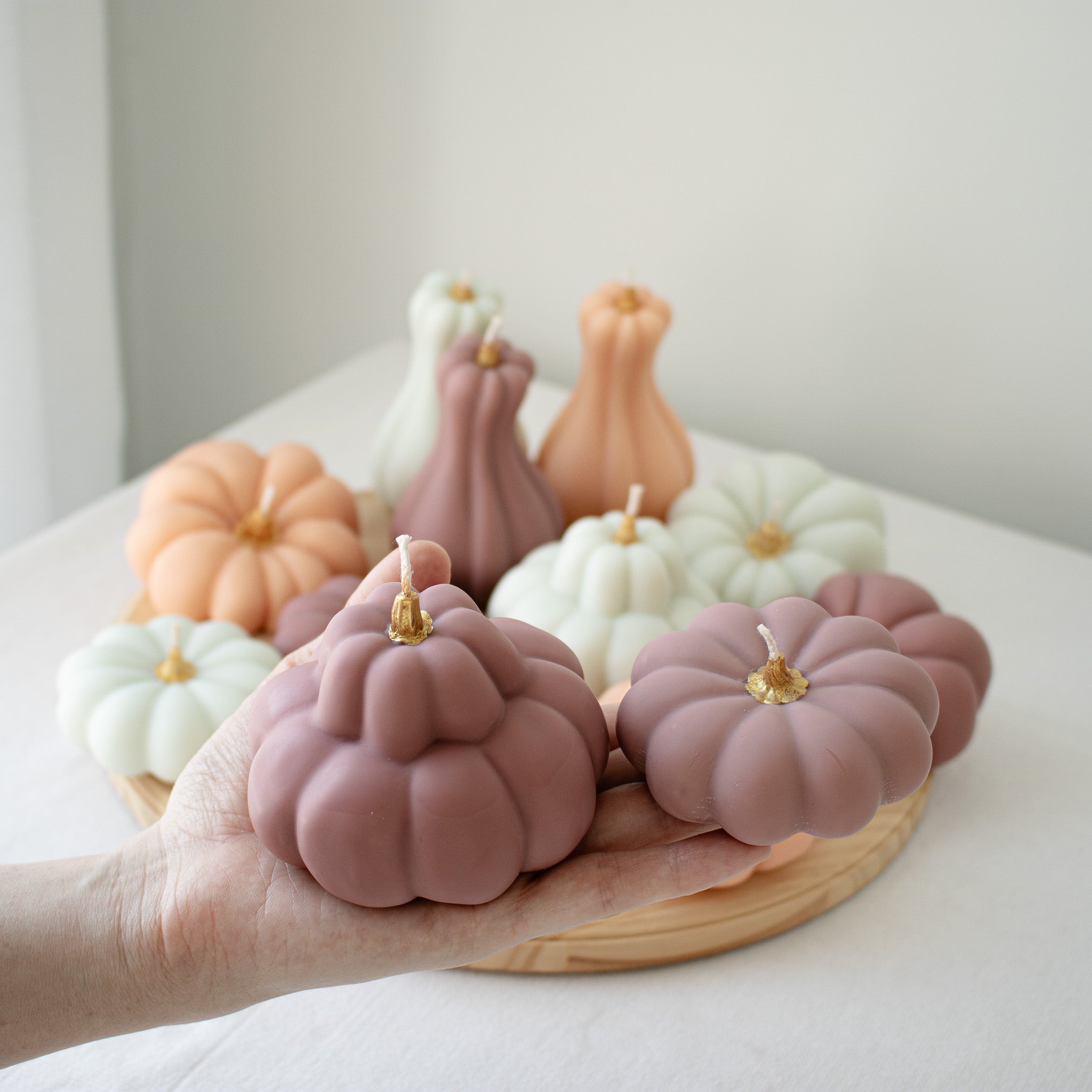 Autumn Pumpkin Decorative Candle Set | Elegant Autumn Pastel Pumpkin Candles