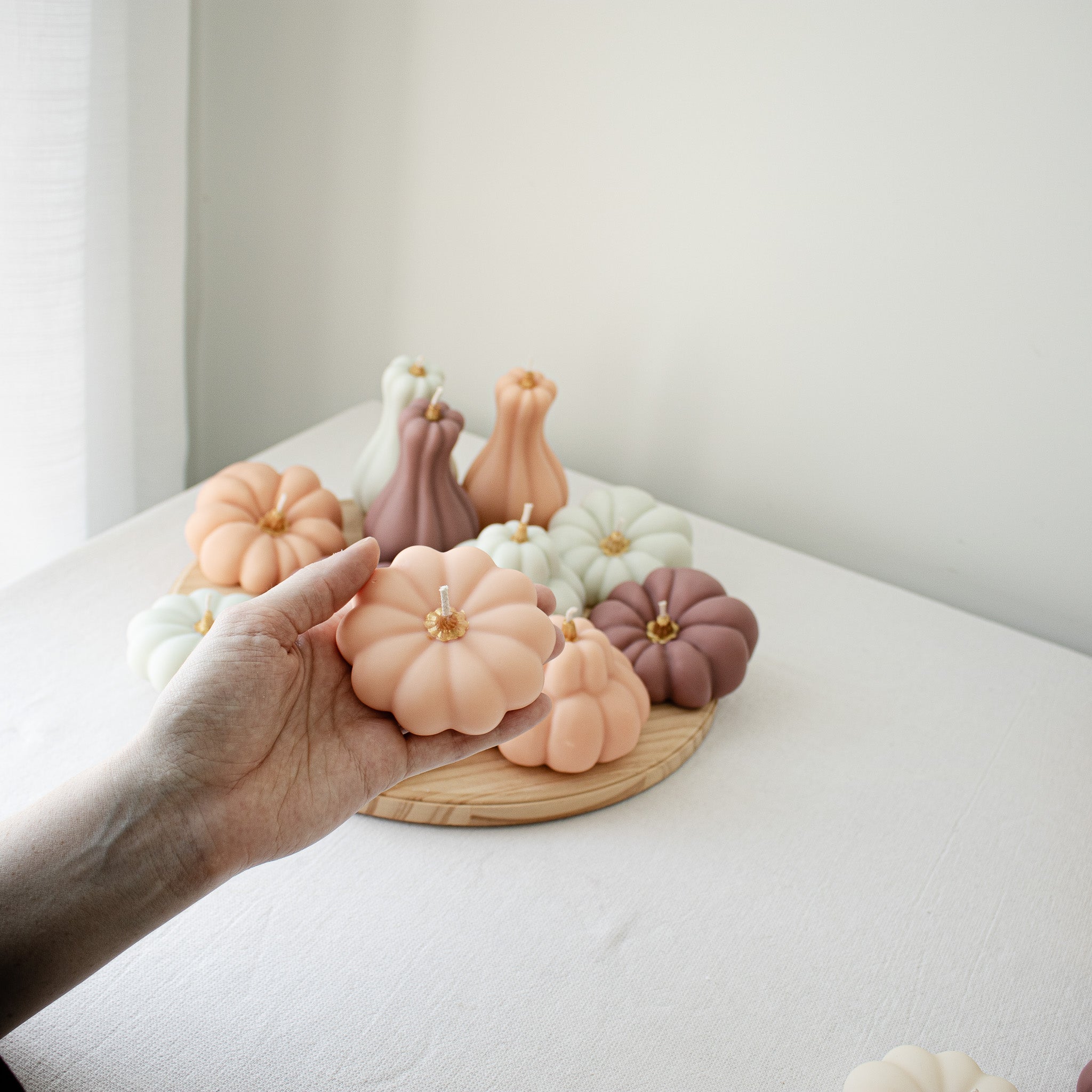 Autumn Pumpkin Decorative Candle Set | Elegant Autumn Pastel Pumpkin Candles
