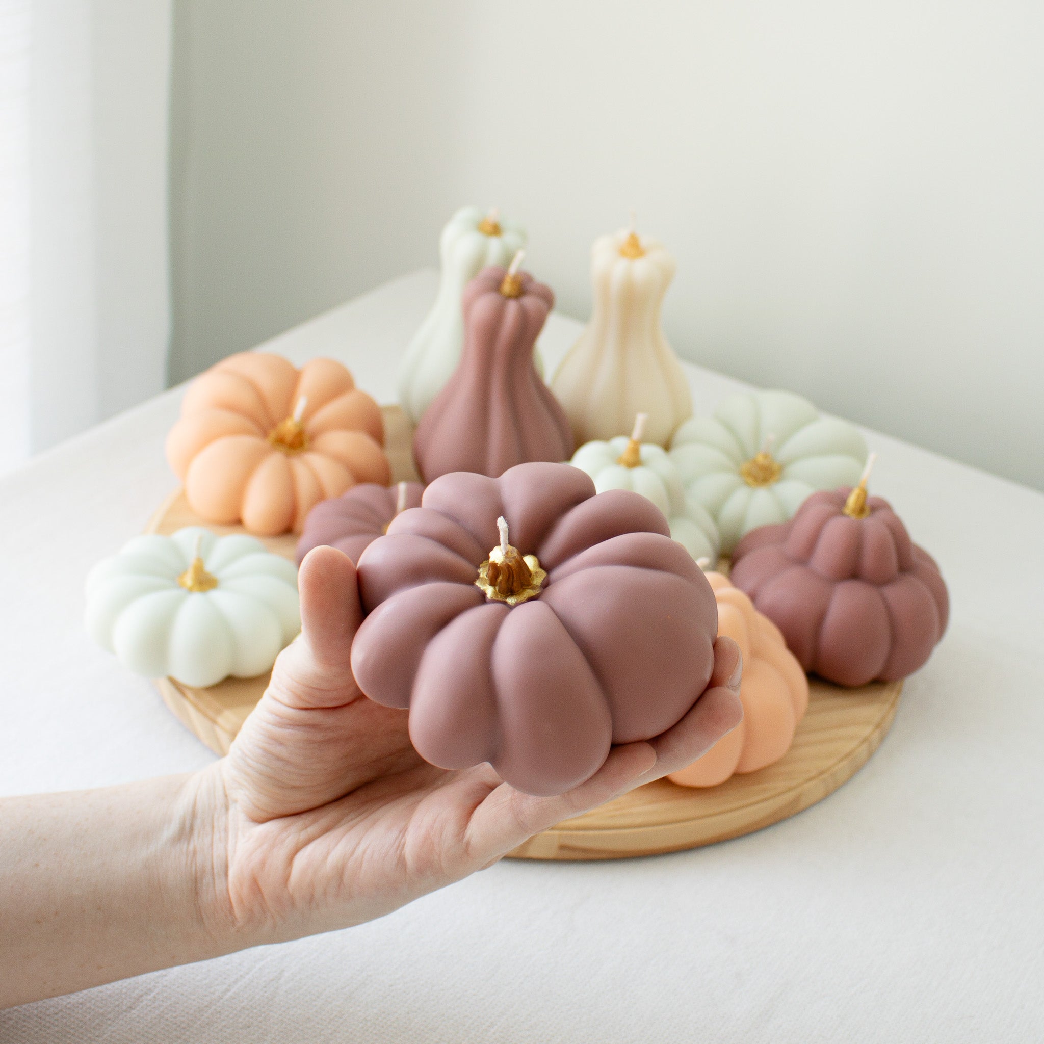 Autumn Pumpkin Decorative Candle Set | Elegant Autumn Pastel Pumpkin Candles