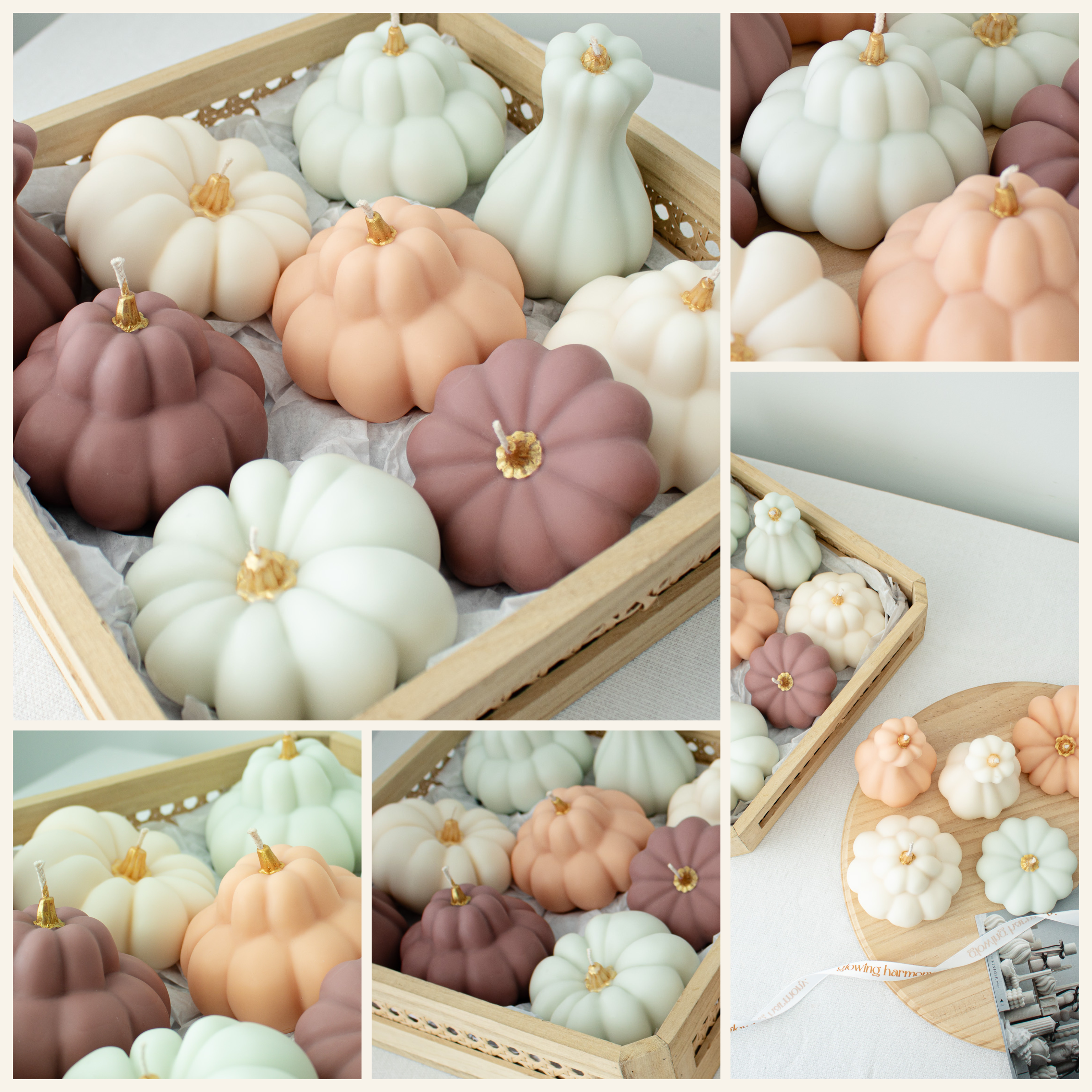 Autumn Pumpkin Decorative Candle Set | Elegant Autumn Pastel Pumpkin Candles
